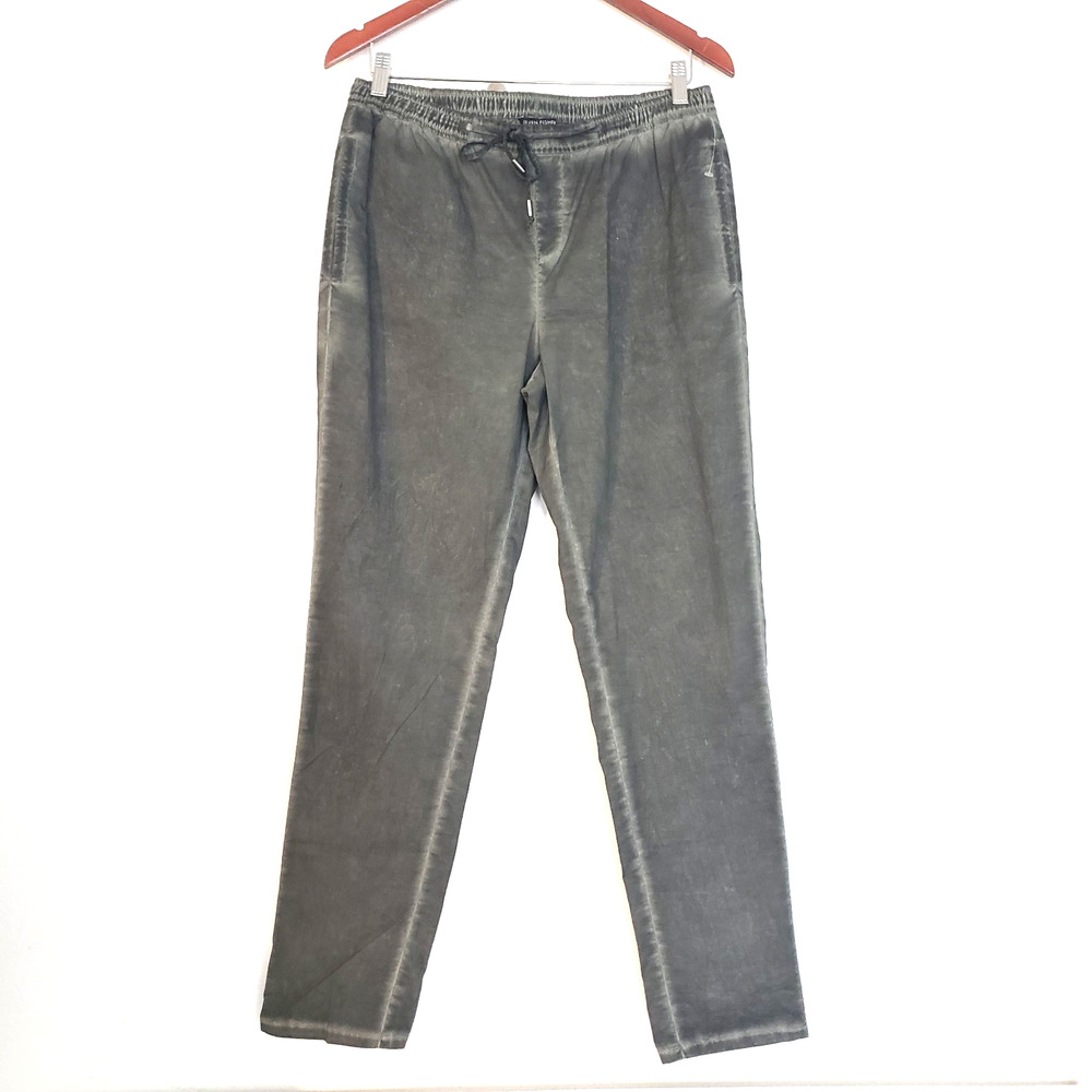 Eileen Fisher Women SIZE S Gray Matte Silk Elastic Waist Pull Pants Straight Leg